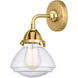 Nouveau 2 Olean LED 7 inch Satin Gold Sconce Wall Light in Seedy Glass