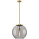 Franklin Restoration Athens Deco Swirl 1 Light 15.75 inch Brushed Brass Stem Hung Pendant Ceiling Light