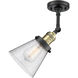 Franklin Restoration Small Cone 1 Light 6 inch Black Antique Brass Sconce Wall Light in Seedy Glass, Franklin Restoration