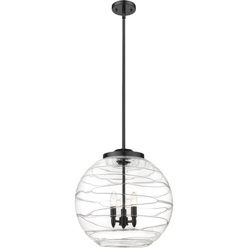 Ballston Athens Deco Swirl LED 17.88 inch Matte Black Statement Pendant Ceiling Light in Clear Deco Swirl