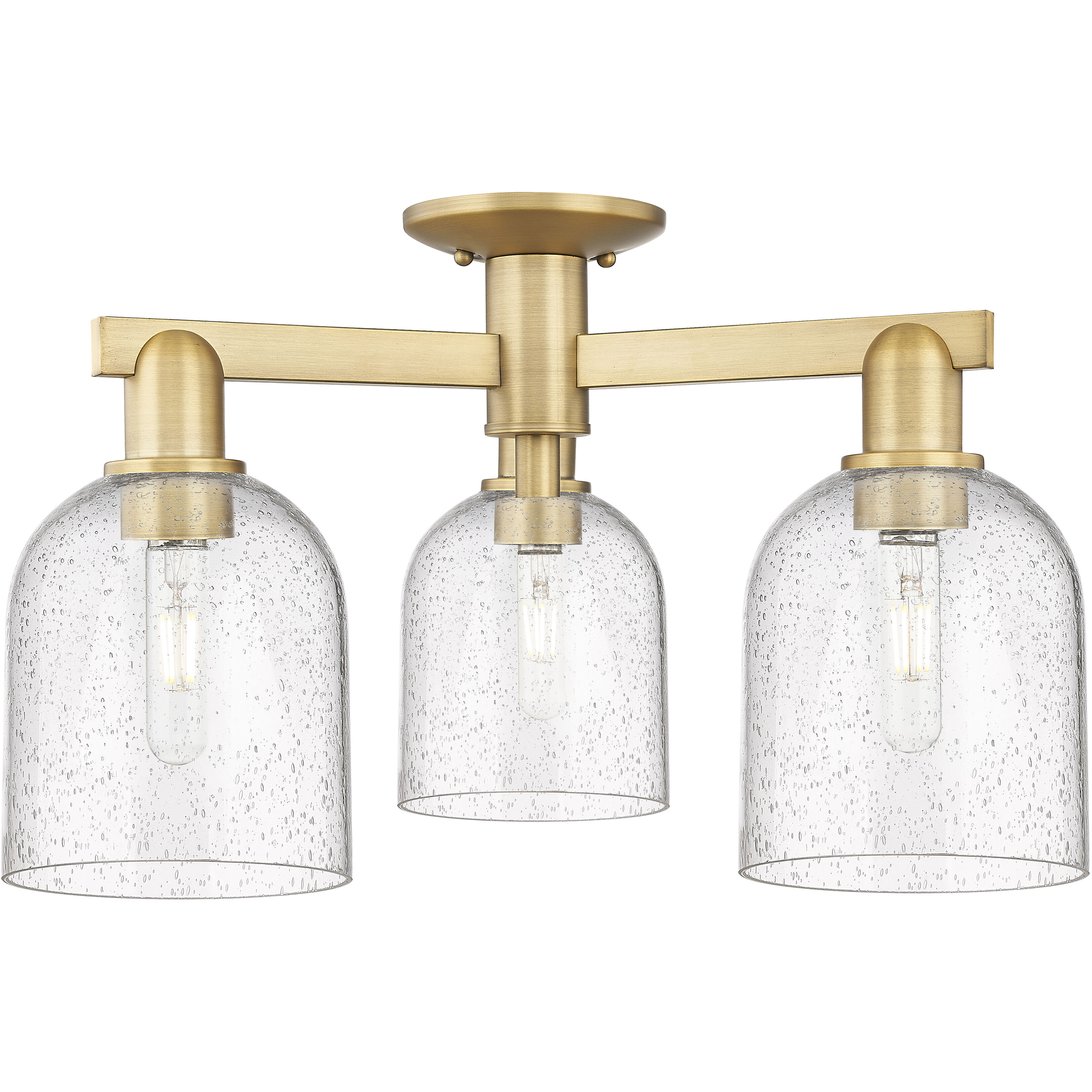 Arcadia Bella 3 Light 23 inch Brushed Brass Semi-Flush Mount Ceiling Light in Seedy