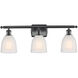 Ballston Brookfield 3 Light 26 inch Matte Black Bath Vanity Light Wall Light in White Glass, Ballston