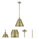 Ballston Cone 1 Light 12 inch Antique Brass Pendant Ceiling Light