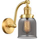 Franklin Restoration Small Bell LED 5 inch Satin Gold Sconce Wall Light in Plated Smoke Glass, Franklin Restoration
