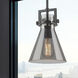 Newton Cone 1 Light 8 inch Matte Black Mini Pendant Ceiling Light in Light Smoke Glass
