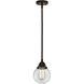 Nouveau 2 Beacon 1 Light 6 inch Oil Rubbed Bronze Mini Pendant Ceiling Light in Incandescent, Clear