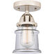 Nouveau 2 Small Canton LED 5 inch Polished Nickel Semi-Flush Mount Ceiling Light in Clear Glass