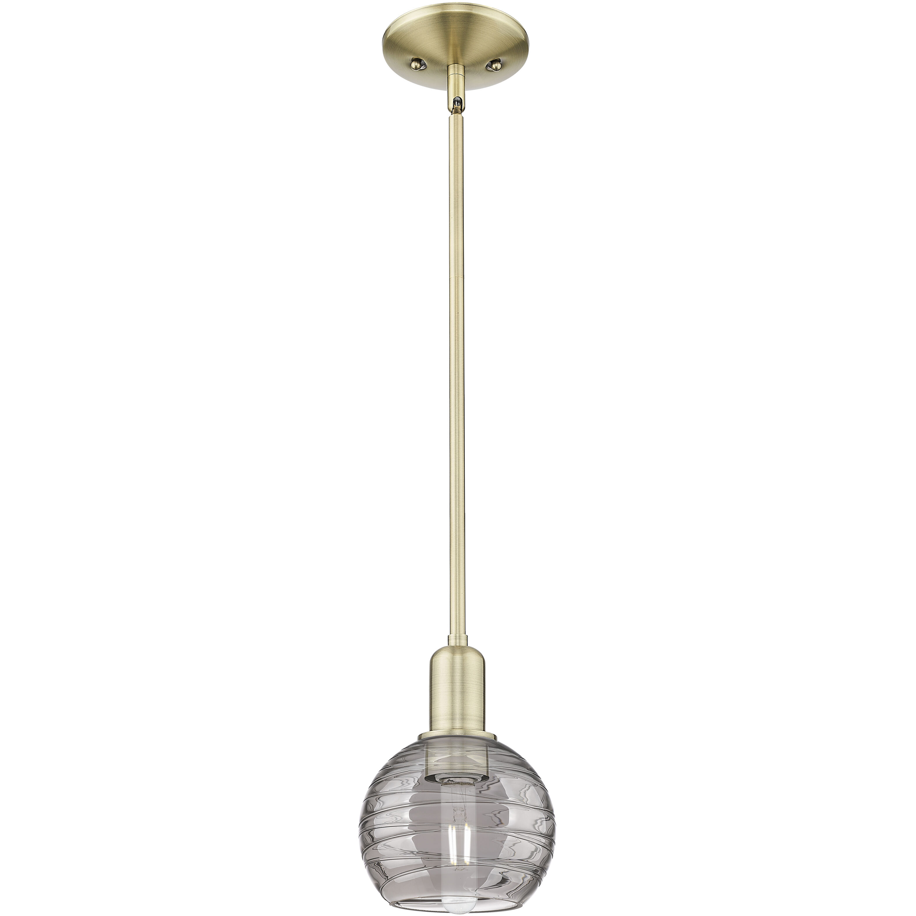 Athens Deco Swirl 1 Light 5.88 inch Antique Brass Mini Pendant Ceiling Light