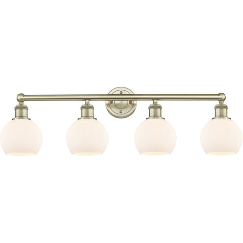 Athens 4 Light 33 inch Antique Brass Bath Vanity Light Wall Light in Matte White
