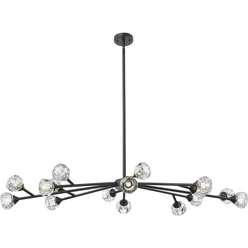 Downtown Urban Aurora 16 Light 48 inch Matte Black Statement Chandelier Ceiling Light