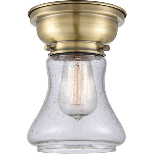 Aditi Bellmont LED 6 inch Antique Brass Flush Mount Ceiling Light in Seedy Glass, Aditi