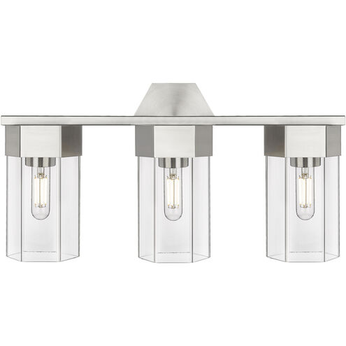 Claverack 3 Light 22.38 inch Satin Nickel Bath Vanity Light Wall Light in Clear Glass
