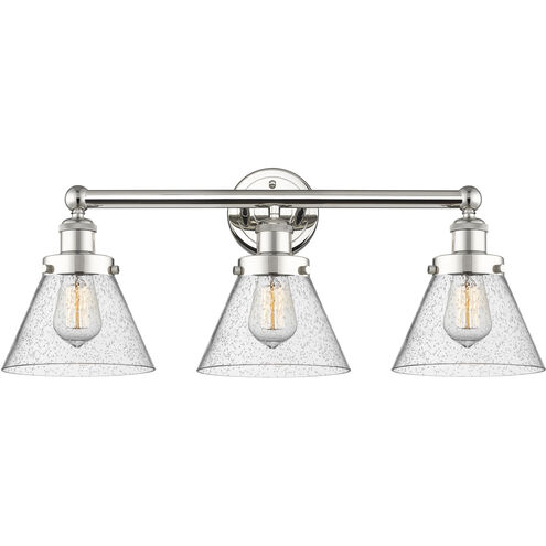 Cone 3 Light 24.5 inch Polished Nickel and Seedy Bath Vanity Light Wall Light