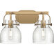 Pilaster II Bell 2 Light 17 inch Brushed Brass Bath Vanity Light Wall Light in Seedy Glass