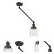 Franklin Restoration Bell 21 inch 100 watt Matte Black Swing Arm Wall Light in Deco Swirl Glass