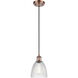 Ballston Castile 1 Light 6 inch Antique Copper Mini Pendant Ceiling Light in Clear Glass, Ballston
