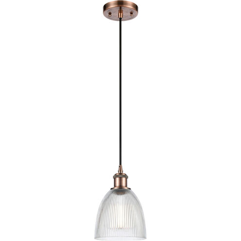 Ballston Castile 1 Light 6 inch Antique Copper Mini Pendant Ceiling Light in Clear Glass, Ballston