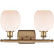 Ballston Belfast 2 Light 16 inch Brushed Brass Bath Vanity Light Wall Light in Matte White Glass, Ballston