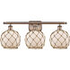 Ballston Farmhouse Rope LED 26 inch Antique Copper Bath Vanity Light Wall Light in White Glass with Brown Rope, Ballston