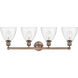 Bristol Glass 4 Light 34.5 inch Antique Copper Bath Vanity Light Wall Light in Clear