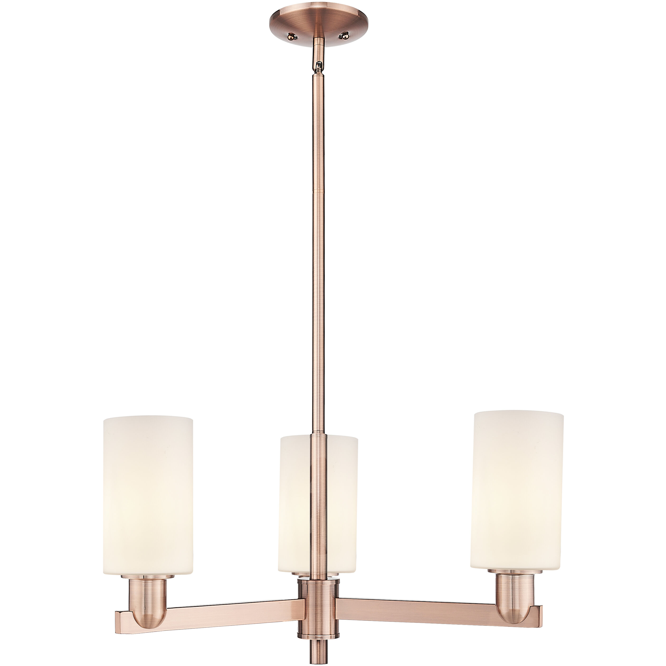 Arcadia Clymer 3 Light 25.63 inch Antique Copper Chandelier Ceiling Light in Matte White