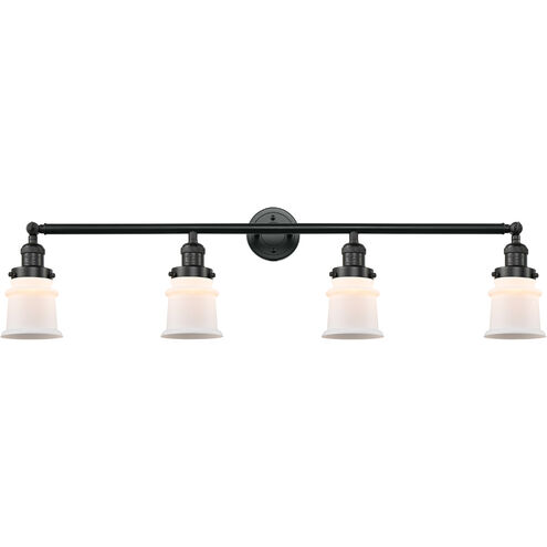 Franklin Restoration Small Canton 4 Light 42 inch Matte Black Bath Vanity Light Wall Light in Matte White Glass, Franklin Restoration
