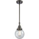Franklin Restoration Beacon LED 6 inch Oil Rubbed Bronze Mini Pendant Ceiling Light in Seedy Glass