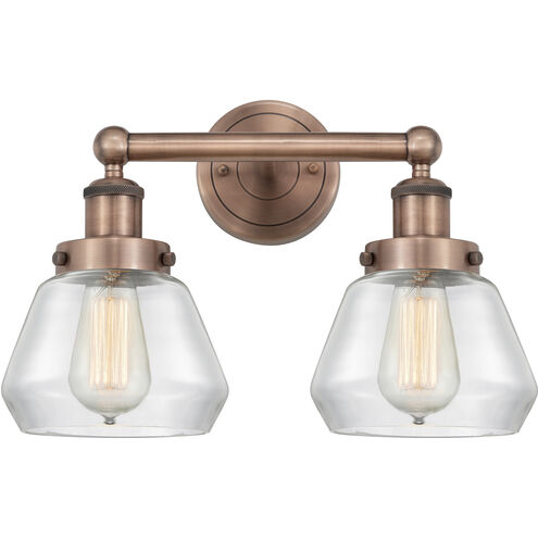 Fulton 2 Light 15.5 inch Antique Copper and Clear Bath Vanity Light Wall Light