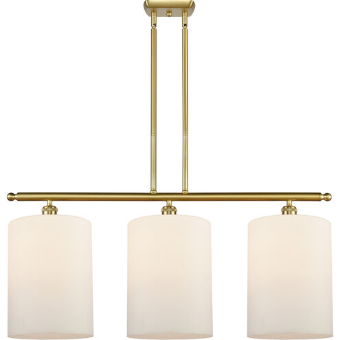 Ballston Cobbleskill 3 Light 36 inch Satin Gold Island Light Ceiling Light in Matte White Glass