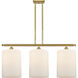 Ballston Cobbleskill 3 Light 36 inch Satin Gold Island Light Ceiling Light in Matte White Glass