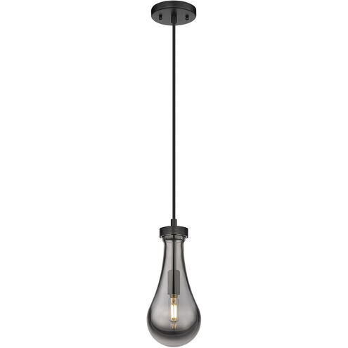 Owego 1 Light 5.13 inch Matte Black Pendant Ceiling Light in Plated Smoke Glass