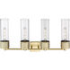 Bolivar 4 Light 31 inch Brushed Brass Bath Vanity Light Wall Light in Clear Glass