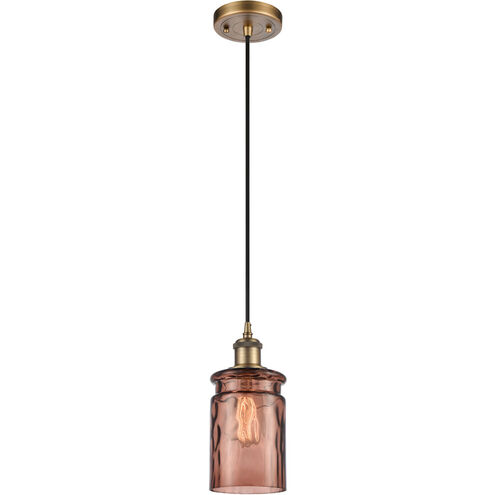 Ballston Candor LED 5 inch Brushed Brass Mini Pendant Ceiling Light in Toffee Waterglass, Ballston
