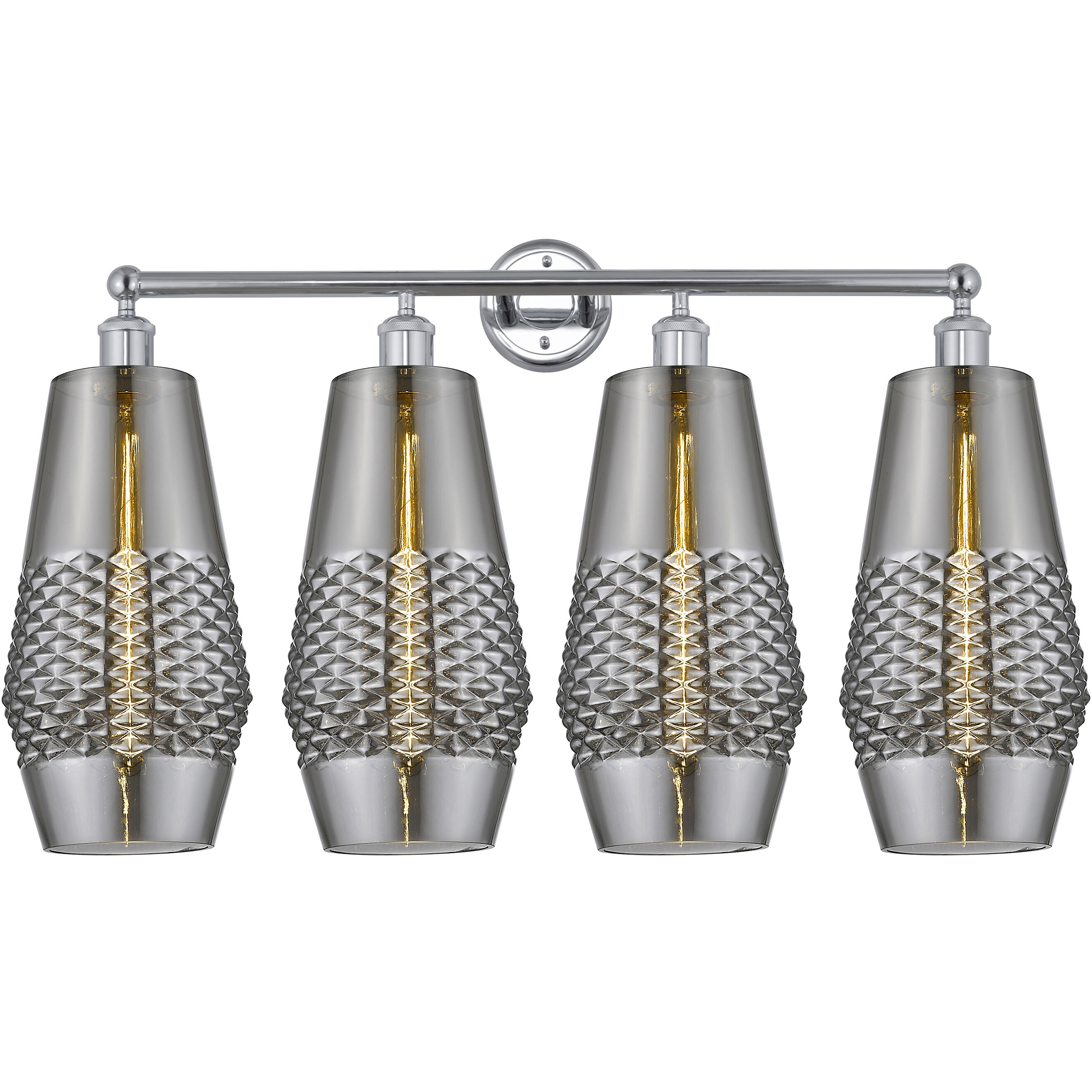 Windham 4 Light 34 inch Polished Chrome Bath Vanity Light Wall Light in Smoked Glass