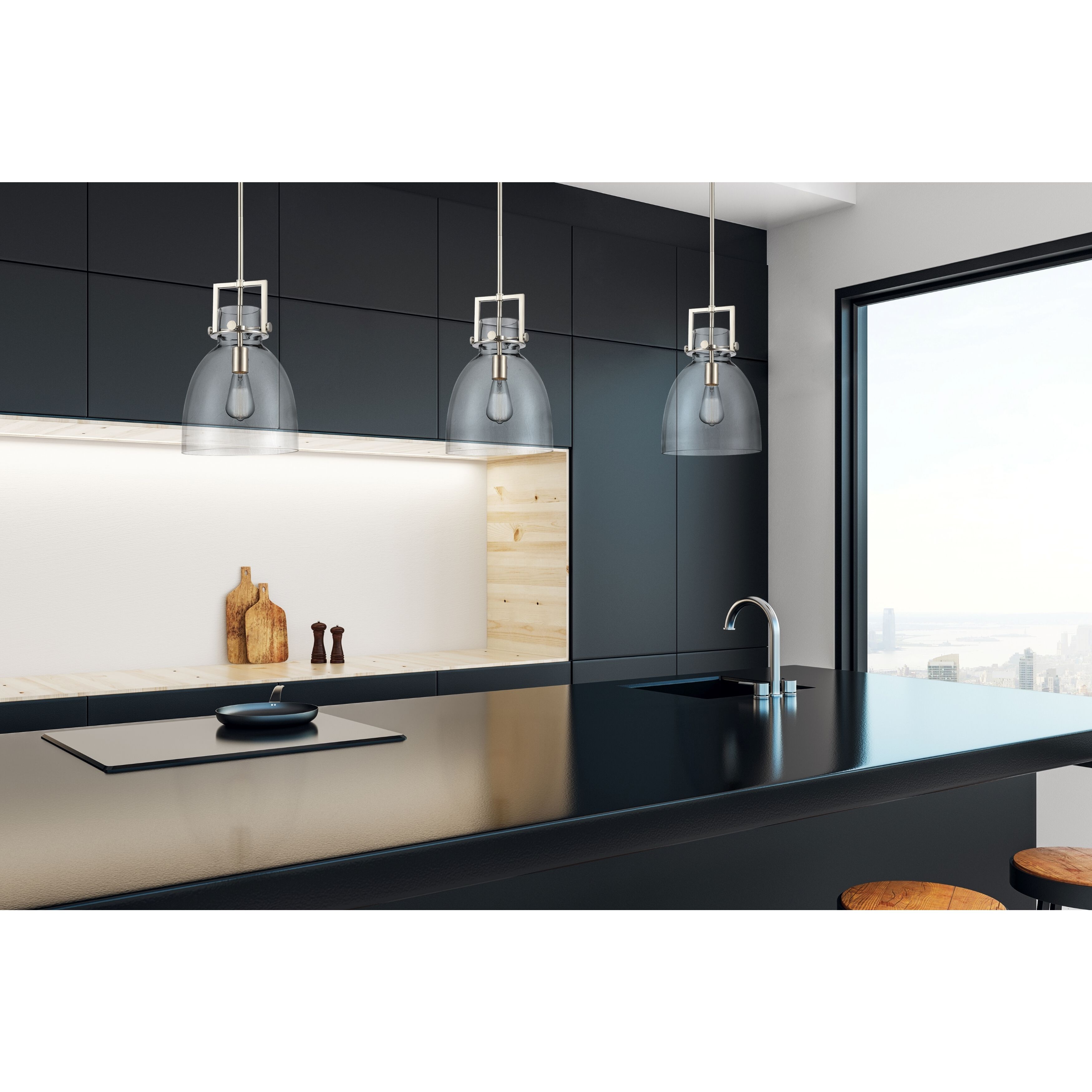 Newton Bell 1 Light 10 inch Satin Nickel Pendant Ceiling Light