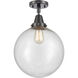 Beacon LED 12 inch Matte Black Flush Mount Ceiling Light in Seedy Glass