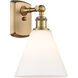 Ballston Cone 1 Light 8 inch Brushed Brass Sconce Wall Light in Matte White Glass