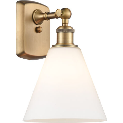 Ballston Cone 1 Light 8 inch Brushed Brass Sconce Wall Light in Matte White Glass