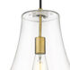 Fairfield LED 11.75 inch Brushed Brass Mini Pendant Ceiling Light in Clear Glass