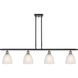 Ballston Castile 4 Light 48 inch Black Antique Brass Island Light Ceiling Light in White Glass, Ballston