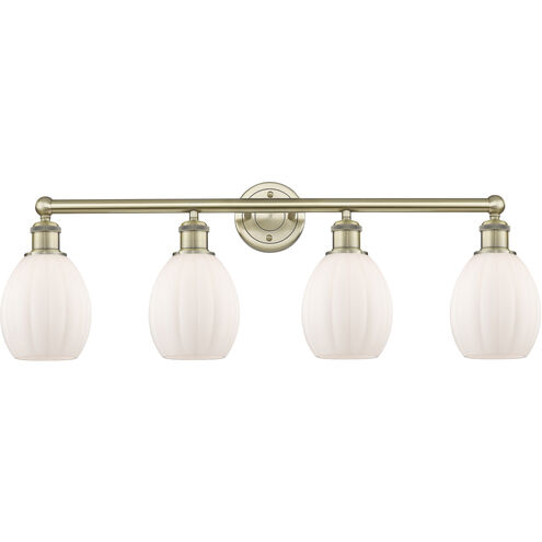 Eaton 4 Light 32.5 inch Antique Brass and Matte White Bath Vanity Light Wall Light
