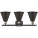 Ballston Cone 3 Light 28 inch Black Antique Brass Bath Vanity Light Wall Light