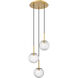 Barrington 3 Light 12 inch Brushed Brass Mini Pendant Ceiling Light