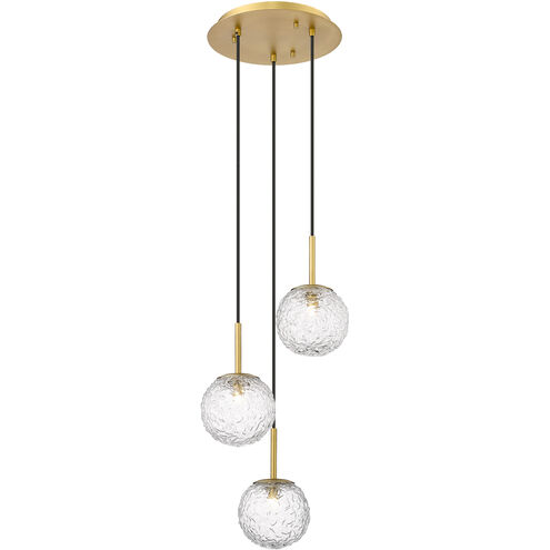 Barrington 3 Light 12 inch Brushed Brass Mini Pendant Ceiling Light