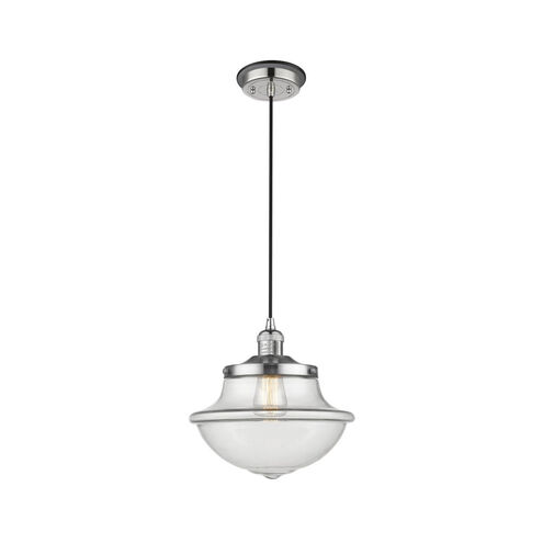 Franklin Restoration Large Oxford 1 Light 12 inch Polished Nickel Mini Pendant Ceiling Light in Clear Glass