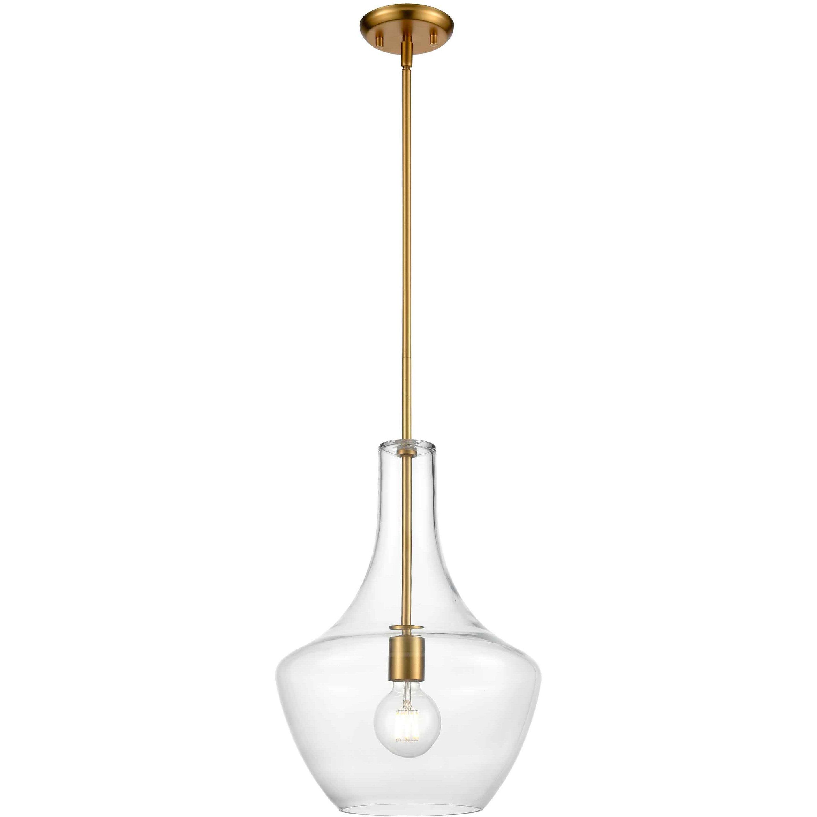 St. Julian 1 Light Brass Pendant Ceiling Light in Clear Glass