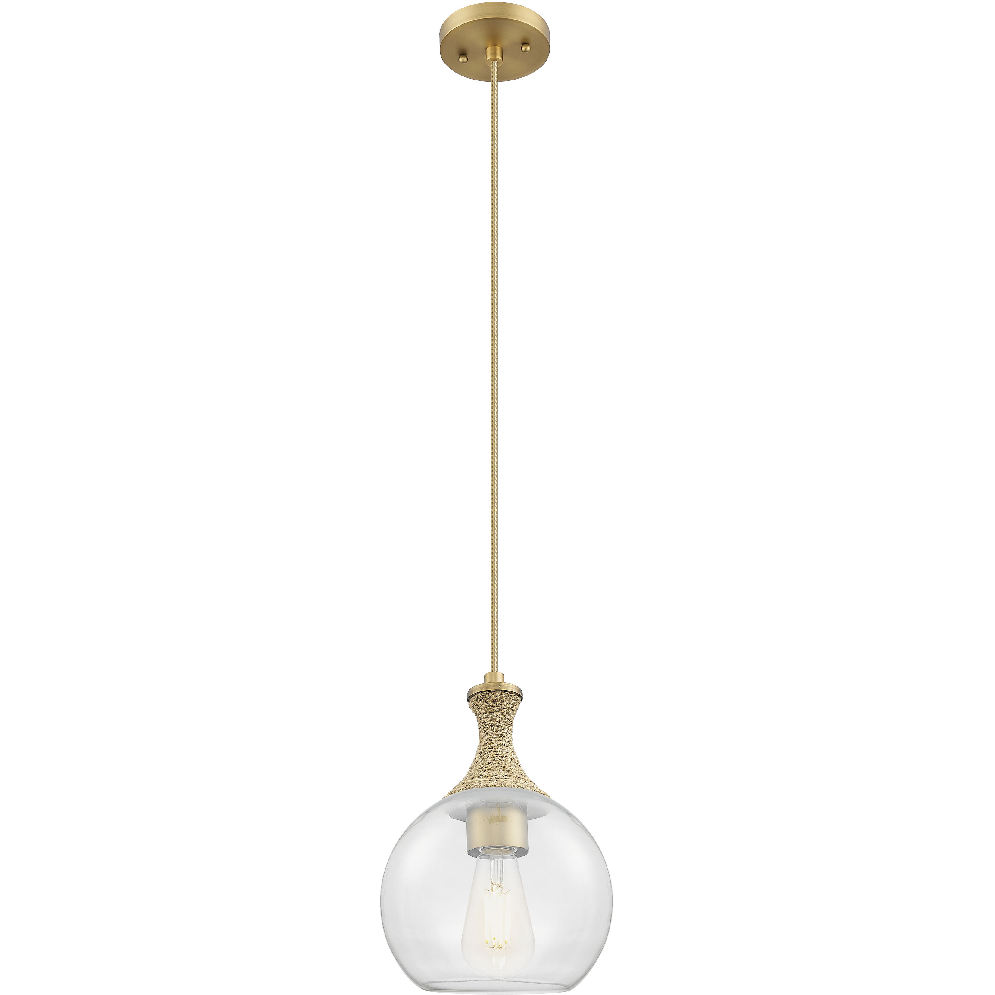 Astor 1 Light 8 inch Brushed Brass Mini Pendant Ceiling Light in Clear Glass
