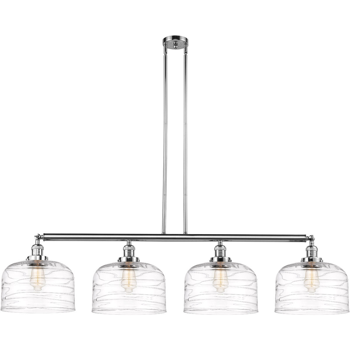 Franklin Restoration Bell LED 54 inch Polished Chrome Island Light Ceiling Light in Clear Deco Swirl Glass