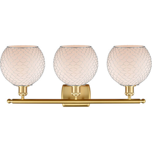 Ballston Farmhouse Chicken Wire 3 Light 26 inch Satin Gold Bath Vanity Light Wall Light, Ballston