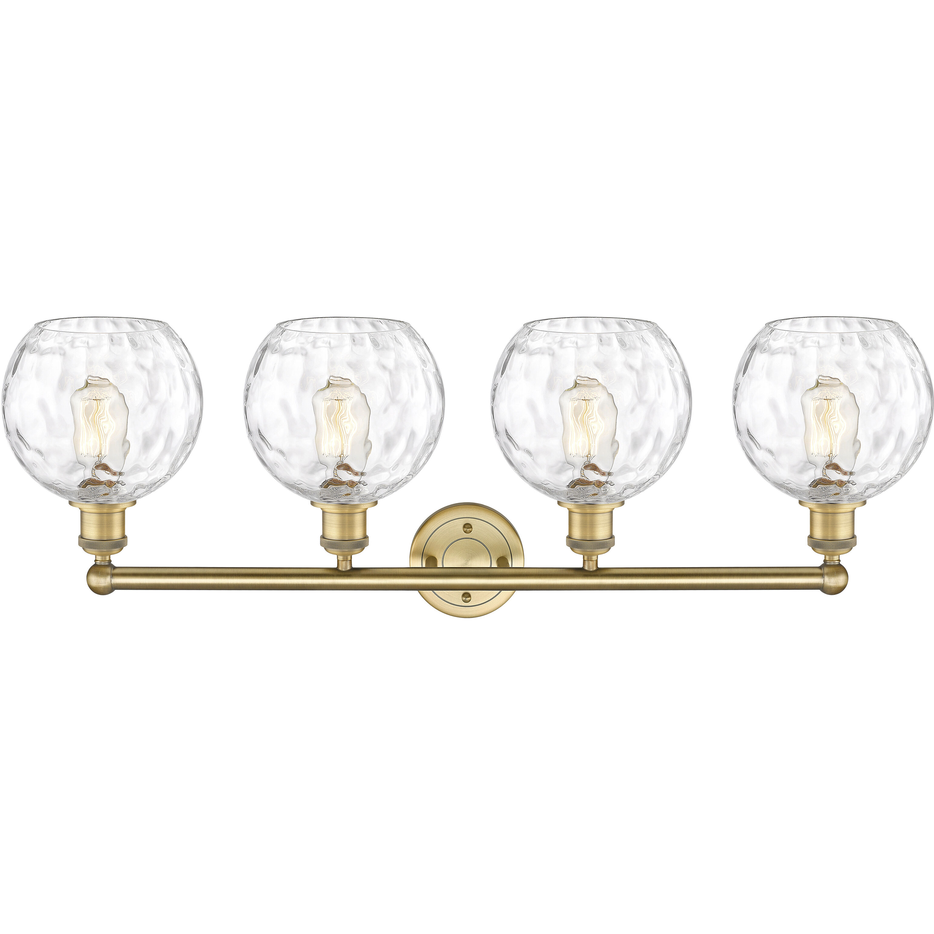 Athens Water Glass 4 Light 35 inch Brushed Brass Bath Vanity Light Wall Light in Clear Glass